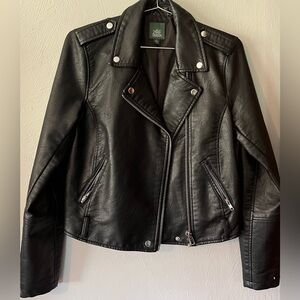 Women's Faux Black Leather Jacket